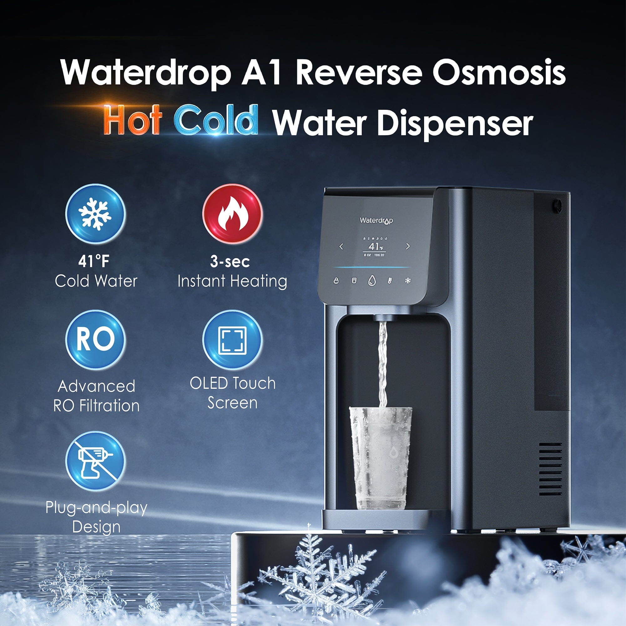 Waterdrop Reverse Osmosis Hot Cold Water Dispenser,  A1