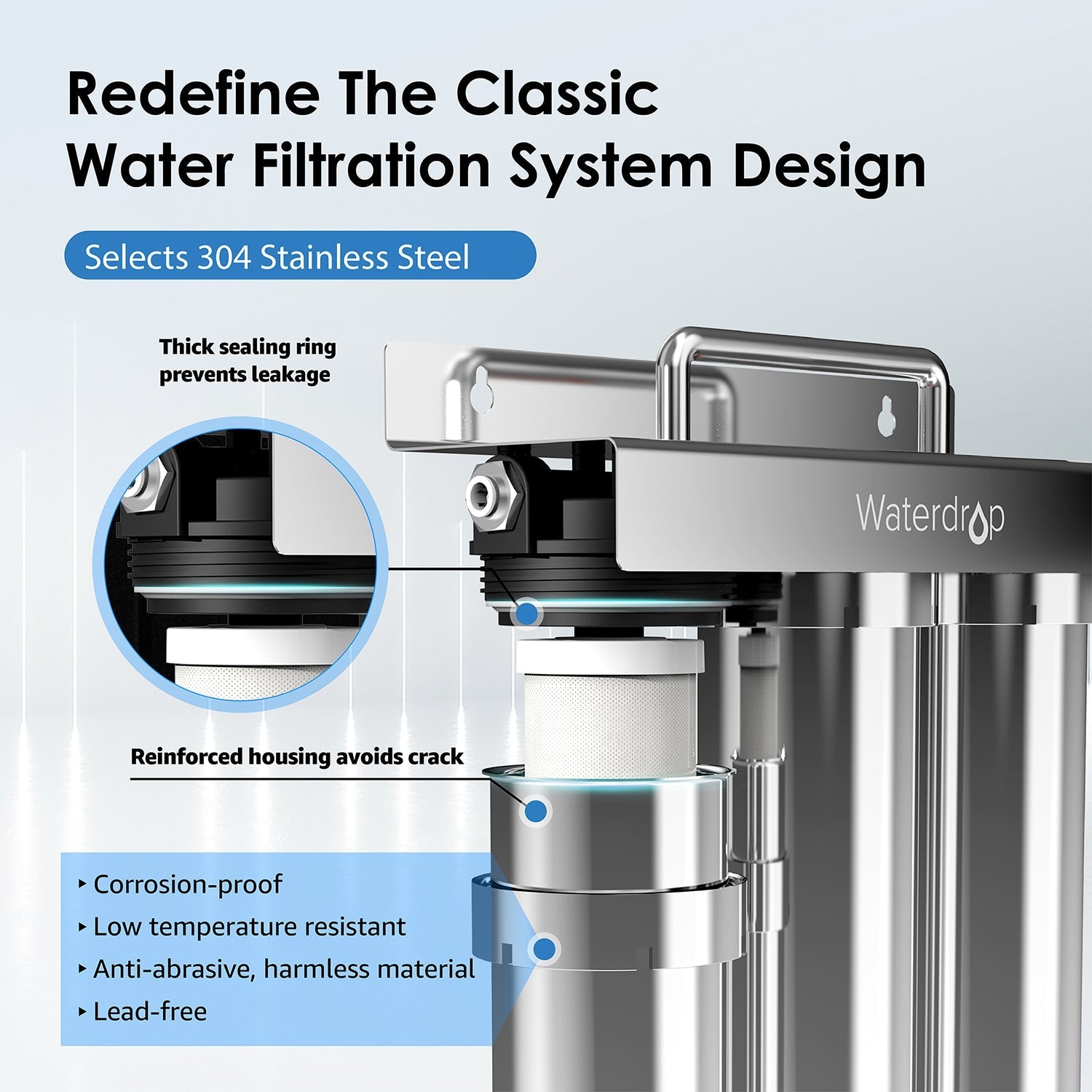 6-stage Under Sink Ultrafiltration Stainless Steel Water Filter System Waterdrop TST-UF