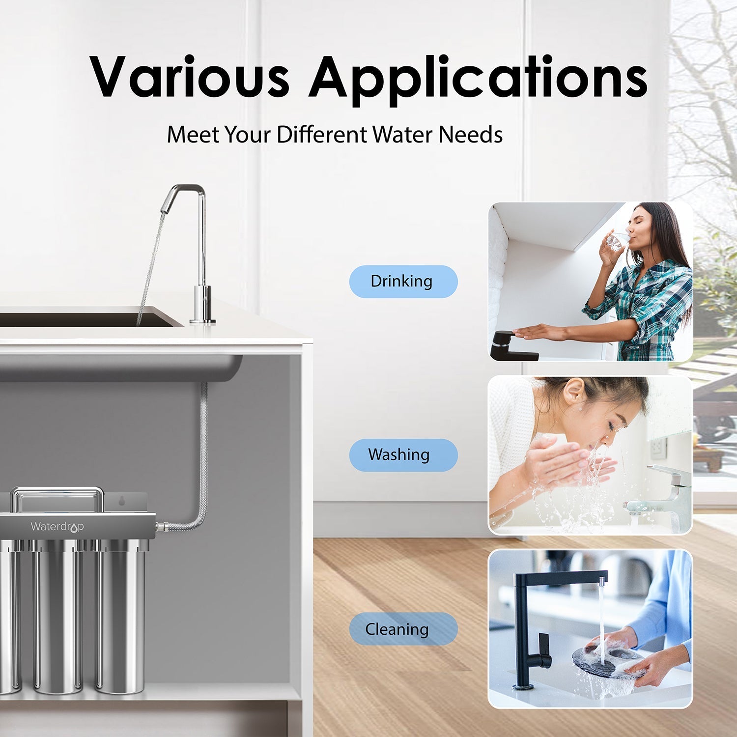 6-stage Under Sink Ultrafiltration Stainless Steel Water Filter System Waterdrop TST-UF