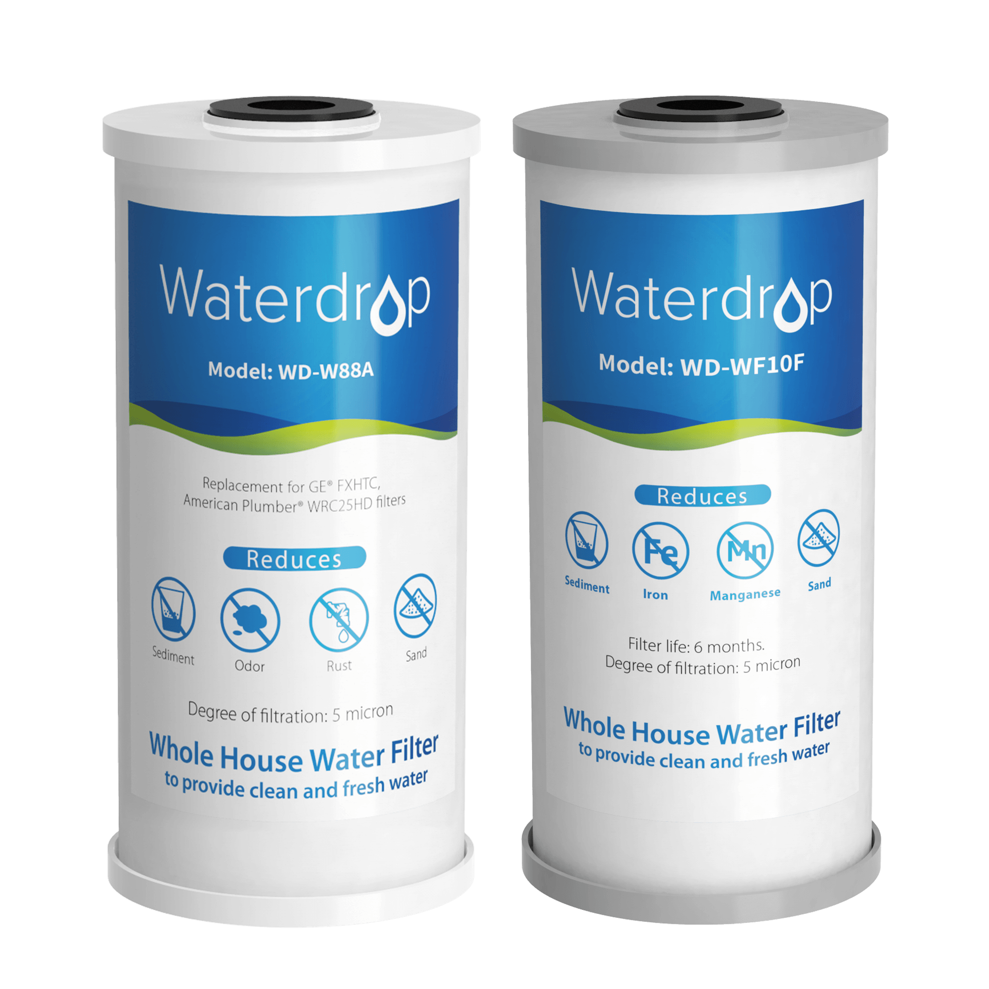 Waterdrop WD-WHF21-FG Whole House Water Filter, GAC and Iron Manganese Reducing Filter Cartridge