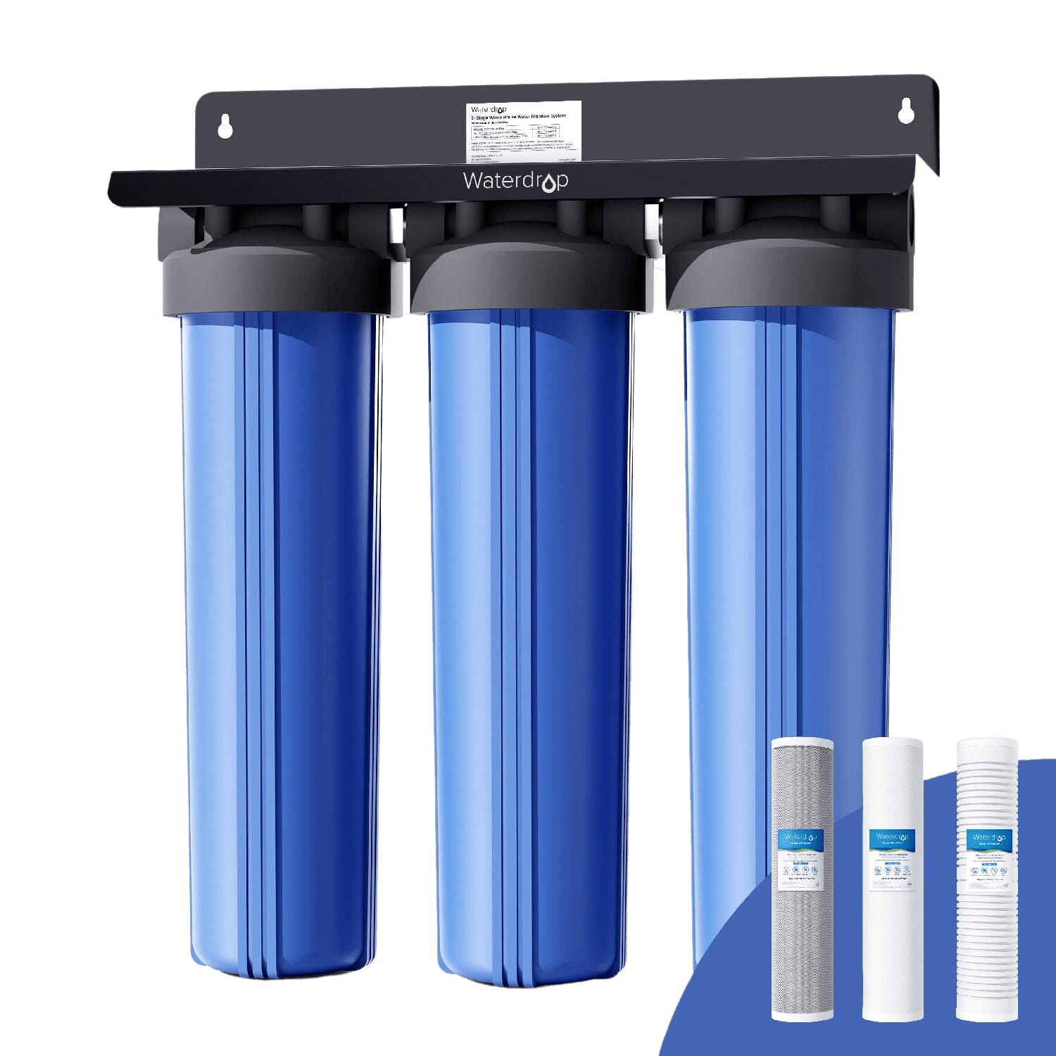 Waterdrop 3-Stage Whole House Water Filter System with Carbon Filter & Sediment Filter